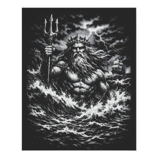 Poseidon — Lord of the Deep door BurnsInHell Perfect Poster (Voorkant)