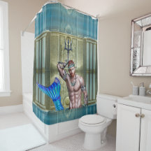 Poseidon / Neptunus Nautisch Kust Douchegordijn