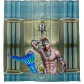 Poseidon / Neptunus Nautisch Kust Douchegordijn (Voorkant)