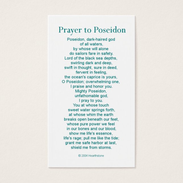 Poseidon Prayer Kaart (Voorkant)