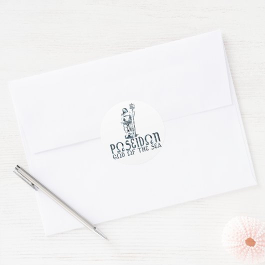 Poseidon Ronde Sticker (Envelop)