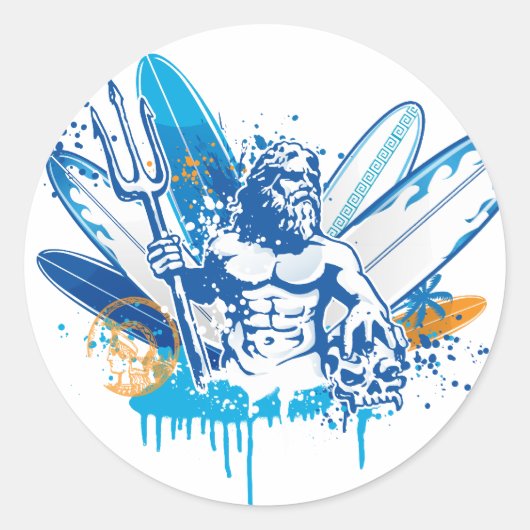poseidon ronde sticker (Voorkant)