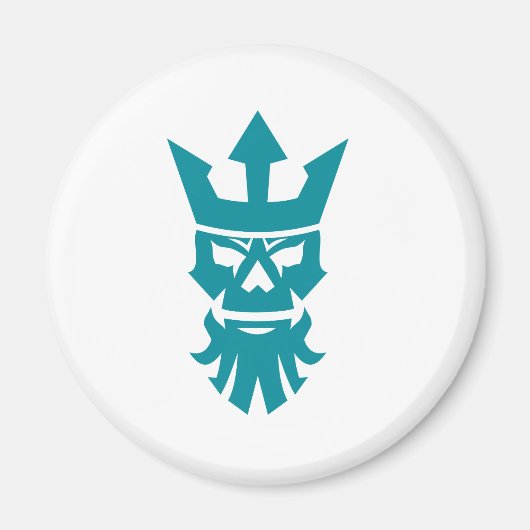 Poseidon schedel draagt kroon icoon magneet (Voorkant)