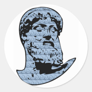 Poseidon standbeeld ronde sticker