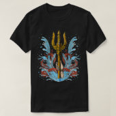 Poseidon Trident Ancient Grieks god Mythologie Gri T-shirt (Design voorkant)