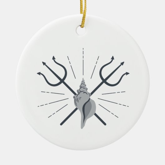Poseidon Trident Keramisch Ornament (Voorkant)