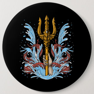Poseidon Trident Ronde Button 6,0 Cm