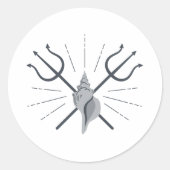 Poseidon Trident Ronde Sticker (Voorkant)