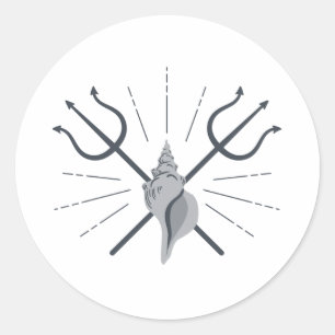 Poseidon Trident Ronde Sticker