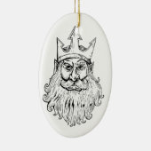 Poseidon Wearing Trident Crown Woodcut Keramisch Ornament (Rechts)
