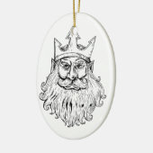 Poseidon Wearing Trident Crown Woodcut Keramisch Ornament (Links)