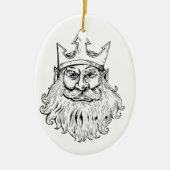 Poseidon Wearing Trident Crown Woodcut Keramisch Ornament (Voorkant)