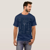 Poseidon's Driemanswerkblauwdruk T-shirt (Voorkant volledig)