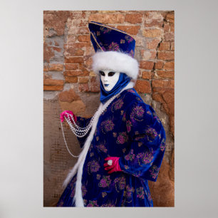 Poseren in Carnavalskostuum, Venetië Poster