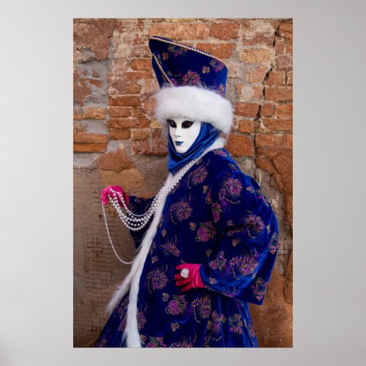 Poseren in Carnavalskostuum, Venetië Poster (Voorkant)