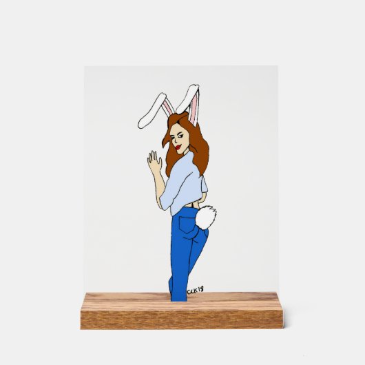 poserend bunnygirl acryl bord (Voorkant)