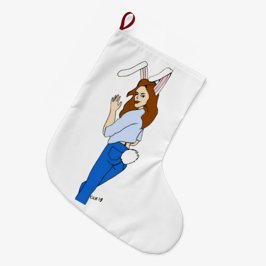poserend bunnygirl grote kerstsok (Voorkant (Hangend))