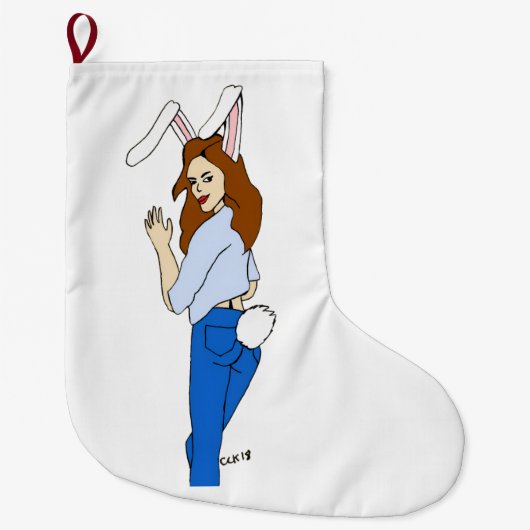 poserend bunnygirl grote kerstsok (Voorkant)