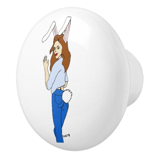 poserend bunnygirl keramische knop (Rechts)