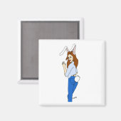poserend bunnygirl magneet (Voorkant / Achterkant)