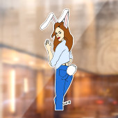 poserend bunnygirl raamsticker (Vel 2)