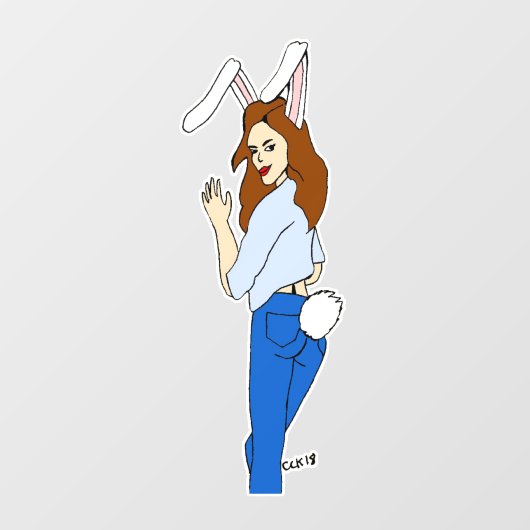 poserend bunnygirl raamsticker (Vel)
