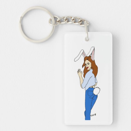 poserend bunnygirl sleutelhanger (Voorkant)