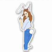 poserend bunnygirl sticker (Voorkant)