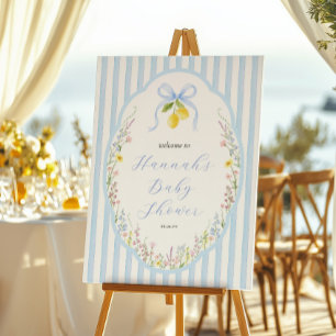 Posey Wildflower Blauwe Strik Baby Shower Welkom Poster