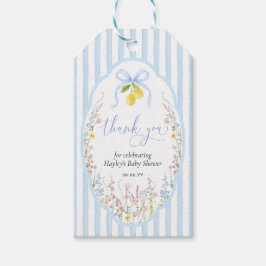 Posey Wildflower Blauwe Strik Babyborrel Cadeaulabel
