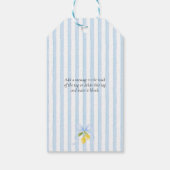 Posey Wildflower Blauwe Strik Babyborrel Cadeaulabel (Achterkant)