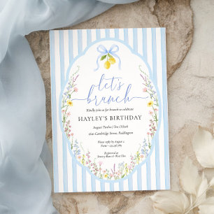 Posey Wildflower Blauwe Strik Verjaardagsbrunch Kaart