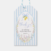 Posey Wildflower Blue Bow Baby Shower Cadeaulabel (Voorkant)