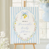 Posey Wildflower Blue Bow Baby Shower Welcome Poster