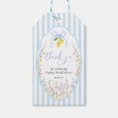 Posey Wildflower Blue Bow Bridal Shower Cadeaulabel (Voorkant)