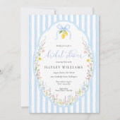 Posey Wildflower Blue Bow Bridal Shower Invitation Kaart (Voorkant)