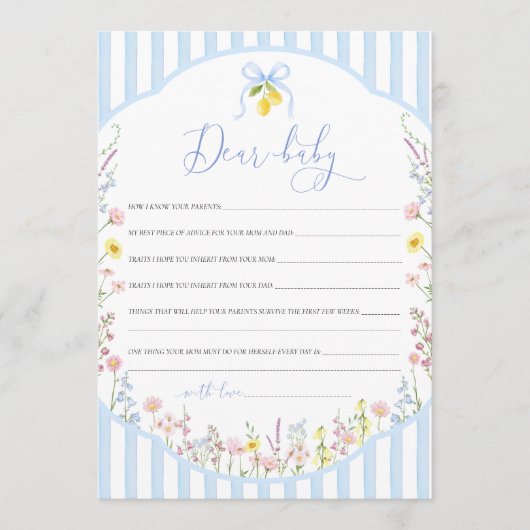 Posey Wildflower Dear Baby Spel Kaart (Voorkant)