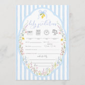 Posey Wildflowers Blue Bow Baby Predictions Game Kaart (Voorkant)