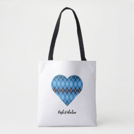 Posh Argyle Donkerblauw Grote Hart Schouder Tote Bag