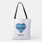Posh Argyle Donkerblauw Grote Hart Schouder Tote Bag (Achterkant)