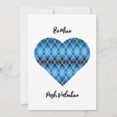 Posh Argyle Donkerblauw Grote Hart Valentijn Flat Feestdagenkaart (Voorkant)