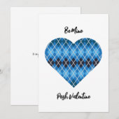 Posh Argyle Donkerblauw Grote Hart Valentijn Flat Feestdagenkaart (Voorkant / Achterkant)
