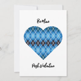 Posh Argyle Donkerblauwe Grote Hart Valentijnsplat Feestdagenkaart