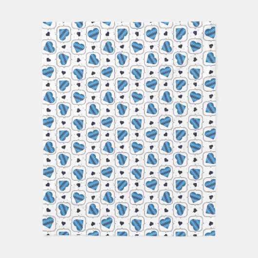 Posh Argyle Donkerblauwe harten Fleece Deken (Voorkant)