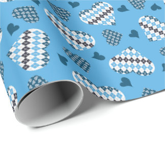 Posh Argyle Hearts Cadeaupapier