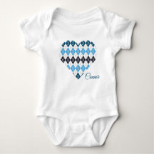 Posh Argyle Hearts Groot Hart Wit en Blauw
