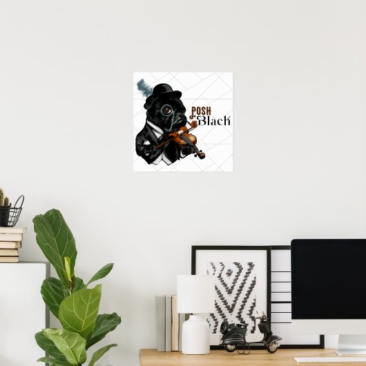 Posh Black Frenchie Bulldog Poster (Thuiskantoor)