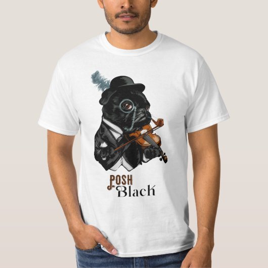 Posh Black Frenchie Bulldog   T-shirt (Voorkant)