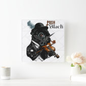 Posh Black Frenchie Bulldog Vierkante Klok (Huis)