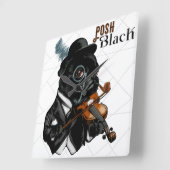 Posh Black Frenchie Bulldog Vierkante Klok (Hoek)